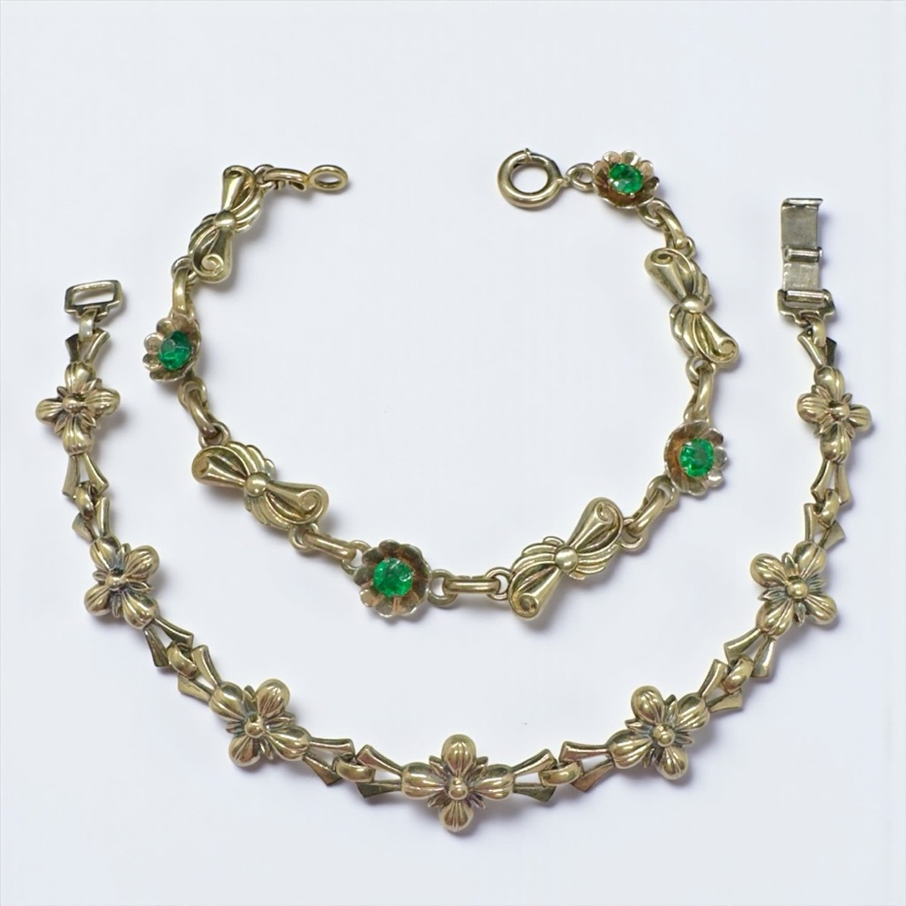 Two Vintage Hallmarked Sterling & Gold Filled Retro Link Bracelets